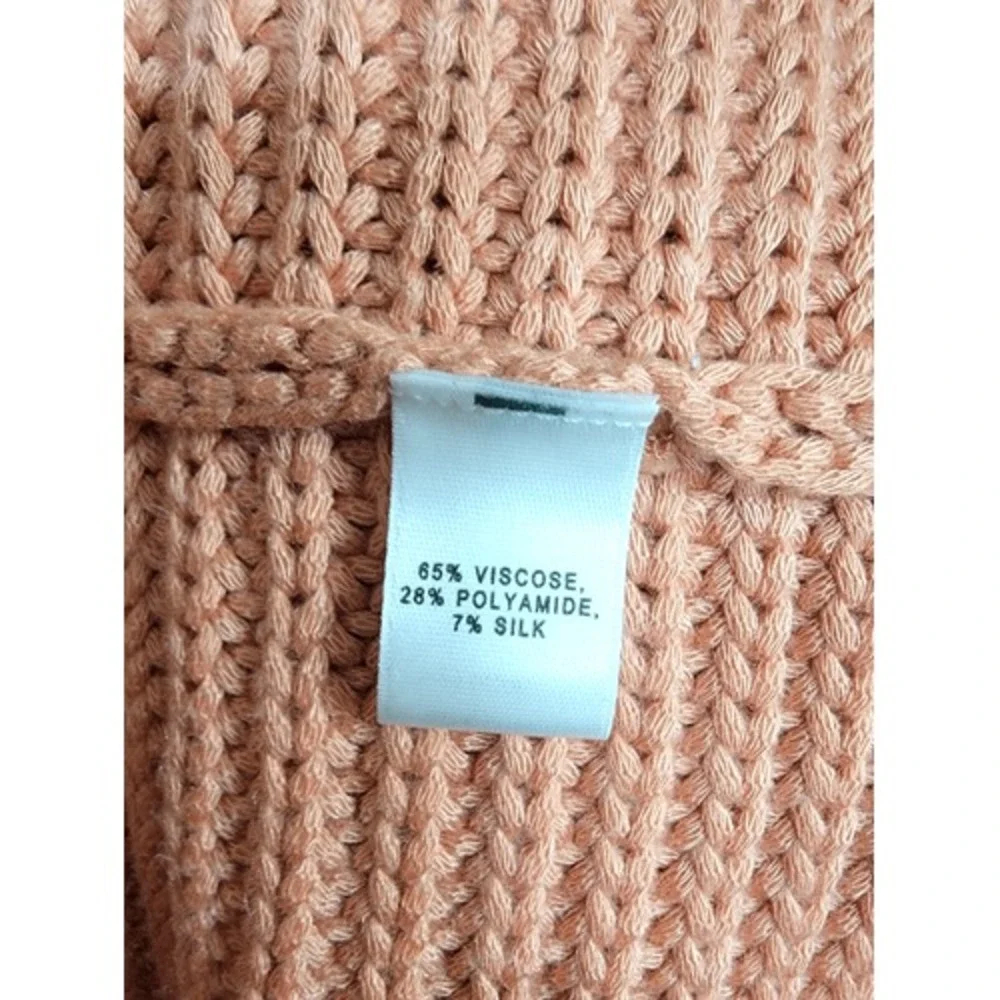St John L Peach Pink Silk Blend Ribbed Knit Open Front‎ Cardigan Vest Large